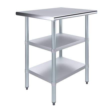Amgood 24 in. x 24 in. Stainless Steel Table With Two Undershelves AMG WT-2430-2SH